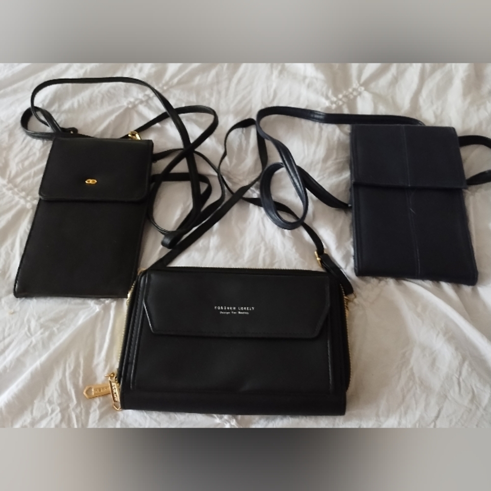 3 Black phone Clutch Crossbody handbags